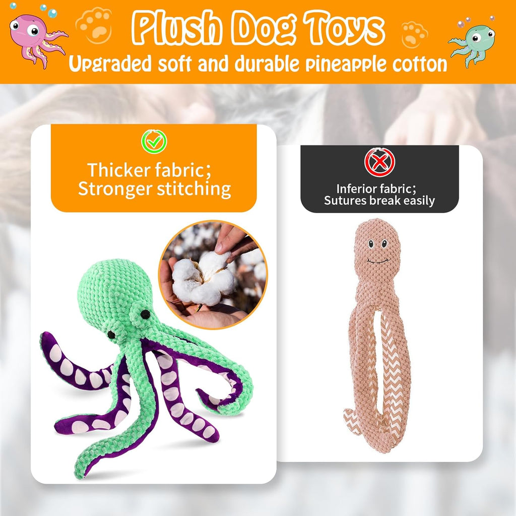 Fuufome Large Plush Squeaky Dog Toys: Interactive Tug of War and Crinkle Chew Toys for Small, Medium, and Large Breeds - Engaging Dental Exercise for Puppies