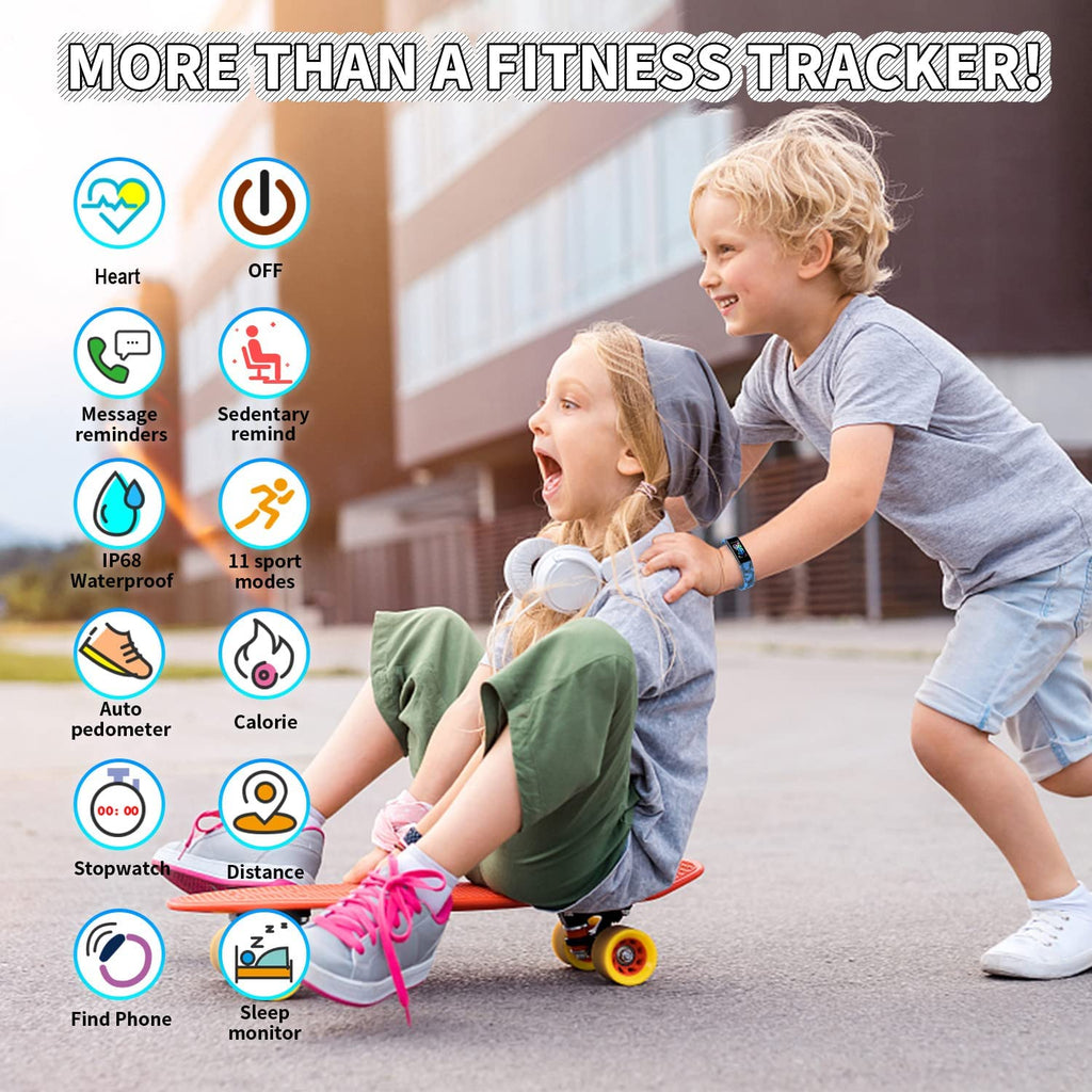 Children's Fitness Tracker Watch with Pedometer, Stopwatch, IP68 Waterproof, and 11 Sports Modes for Ages 6-16