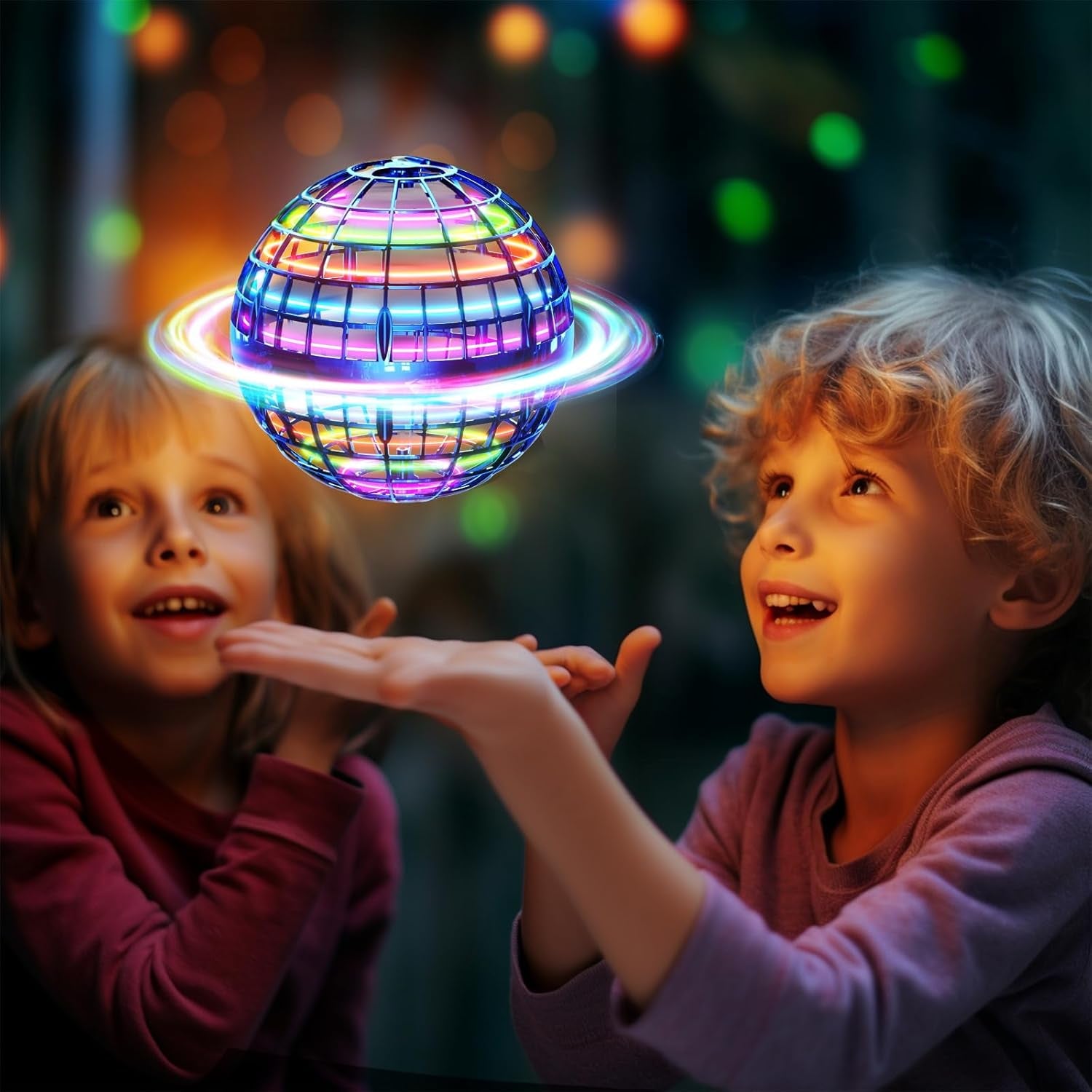 Ivtivfu 2025 Upgraded Flying Orb Ball (Red) with LED Lights - Magic Hover Spinner and Boomerang Drone for Outdoor Play, Ideal for Children Aged 6 to 10