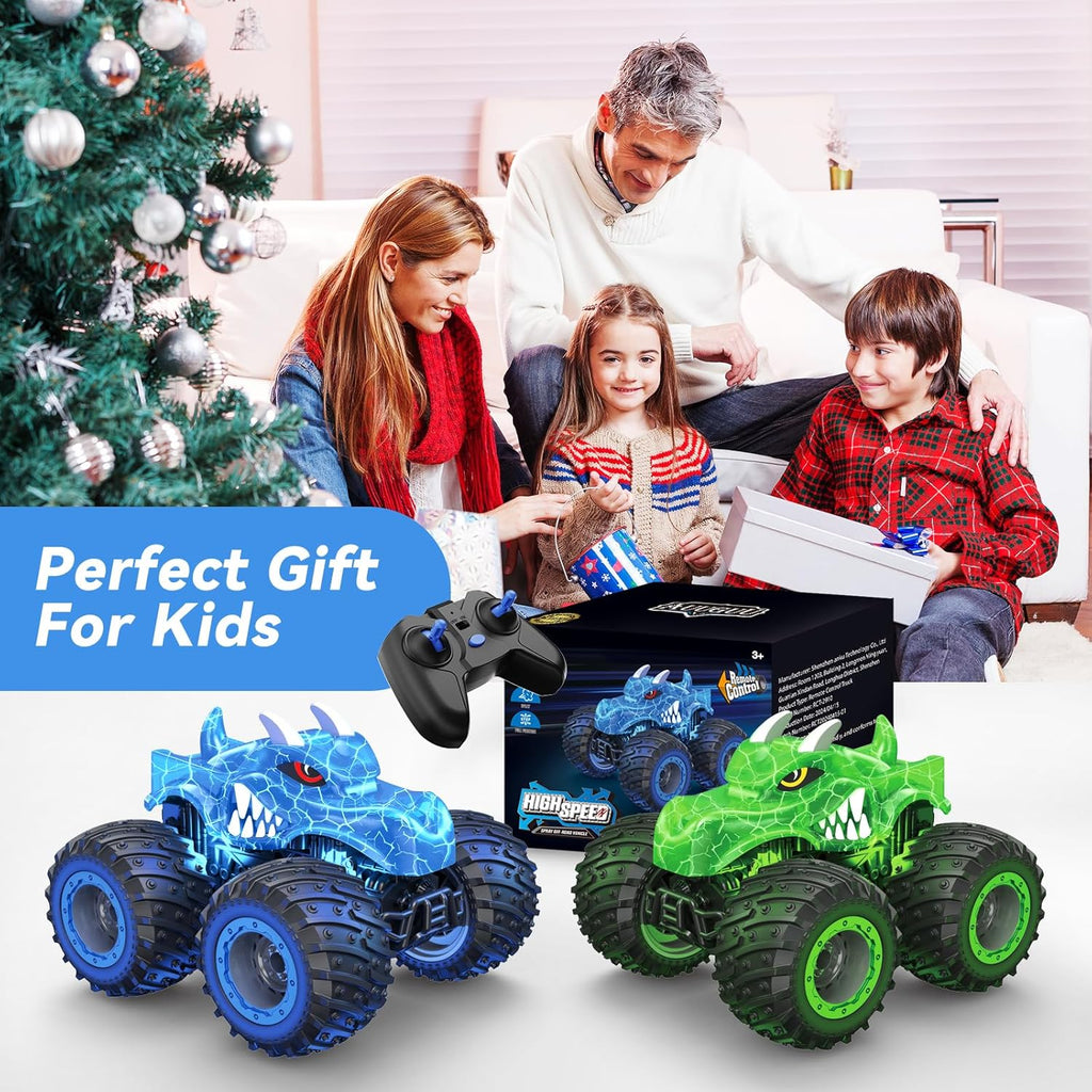 AUUGUU 2.4GHz Remote Control Monster Truck with Light Spray - All Terrain RC Car for Children Ages 3 and Up - Ideal Birthday Gift for Boys and Girls