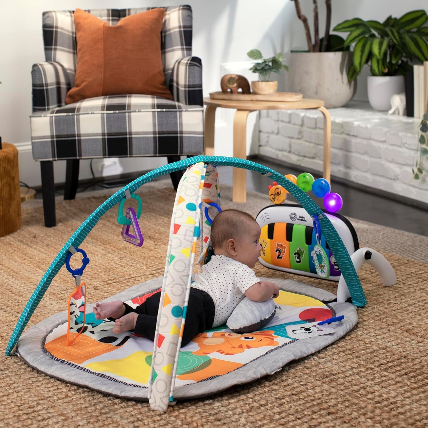 Baby Einstein Farm Explorers 4-in-1 Kickin' Tunes Musical Meadow Gym for Music and Language Development, Suitable for Infants and Up