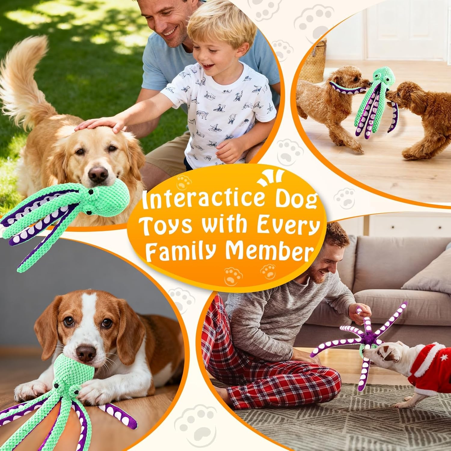 Fuufome Large Plush Squeaky Dog Toys: Interactive Tug of War and Crinkle Chew Toys for Small, Medium, and Large Breeds - Engaging Dental Exercise for Puppies