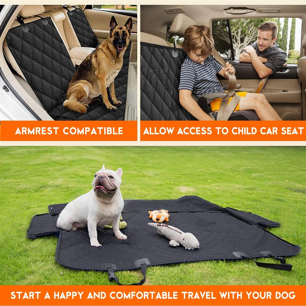 Yuntec Premium Waterproof Dog Car Seat Cover - Ultimate Non-Slip Protector for Back Seats in Cars, Trucks, and SUVs - Perfect for Pet Owners and Families - Black
