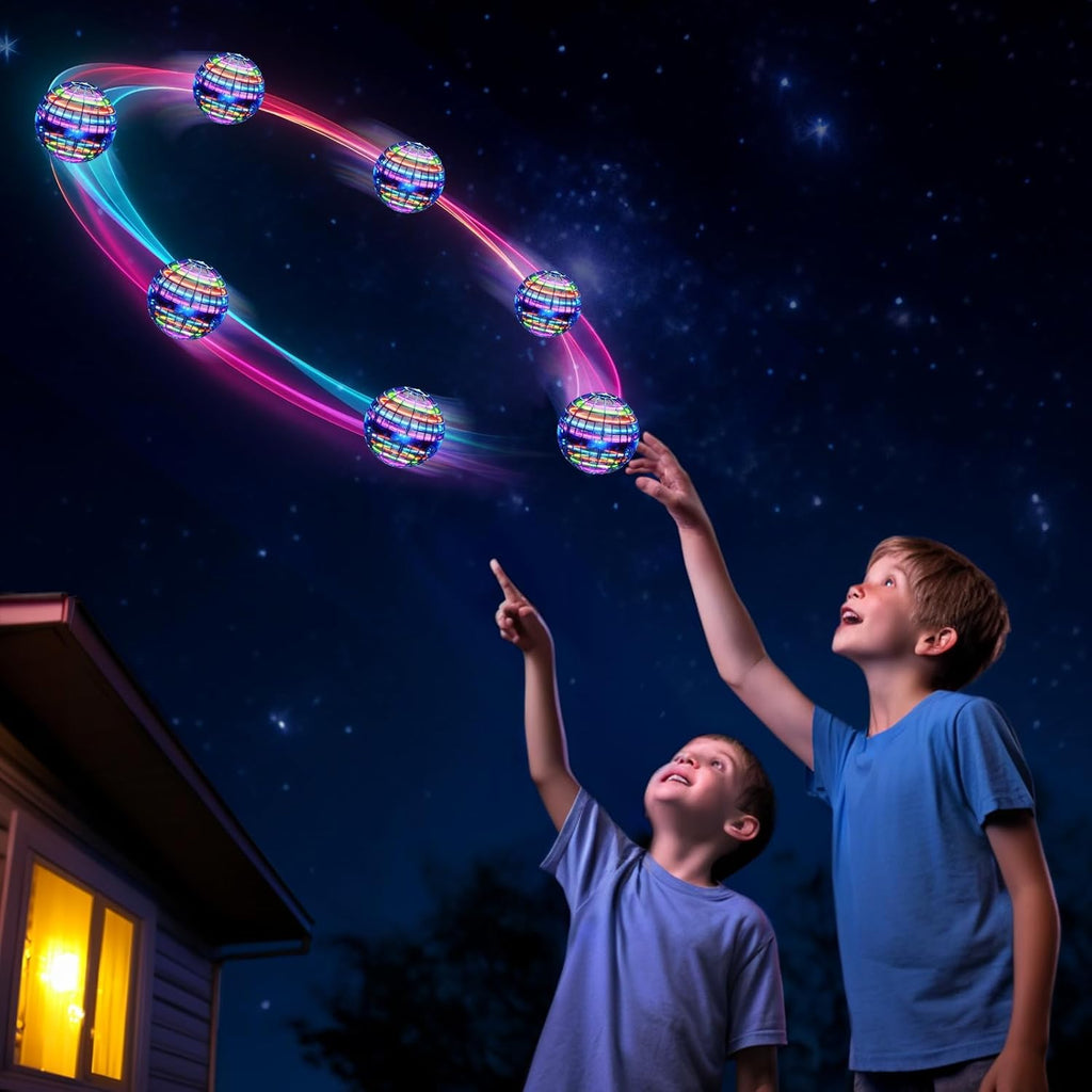 Ivtivfu Upgraded Flying Orb Ball (Pink, 2023) with Dazzling Lights - Magic Hover Spinner and Boomerang Drone - Floating Cosmic Globe for Outdoor Play - Ideal for Children Aged 6 to 10 Years