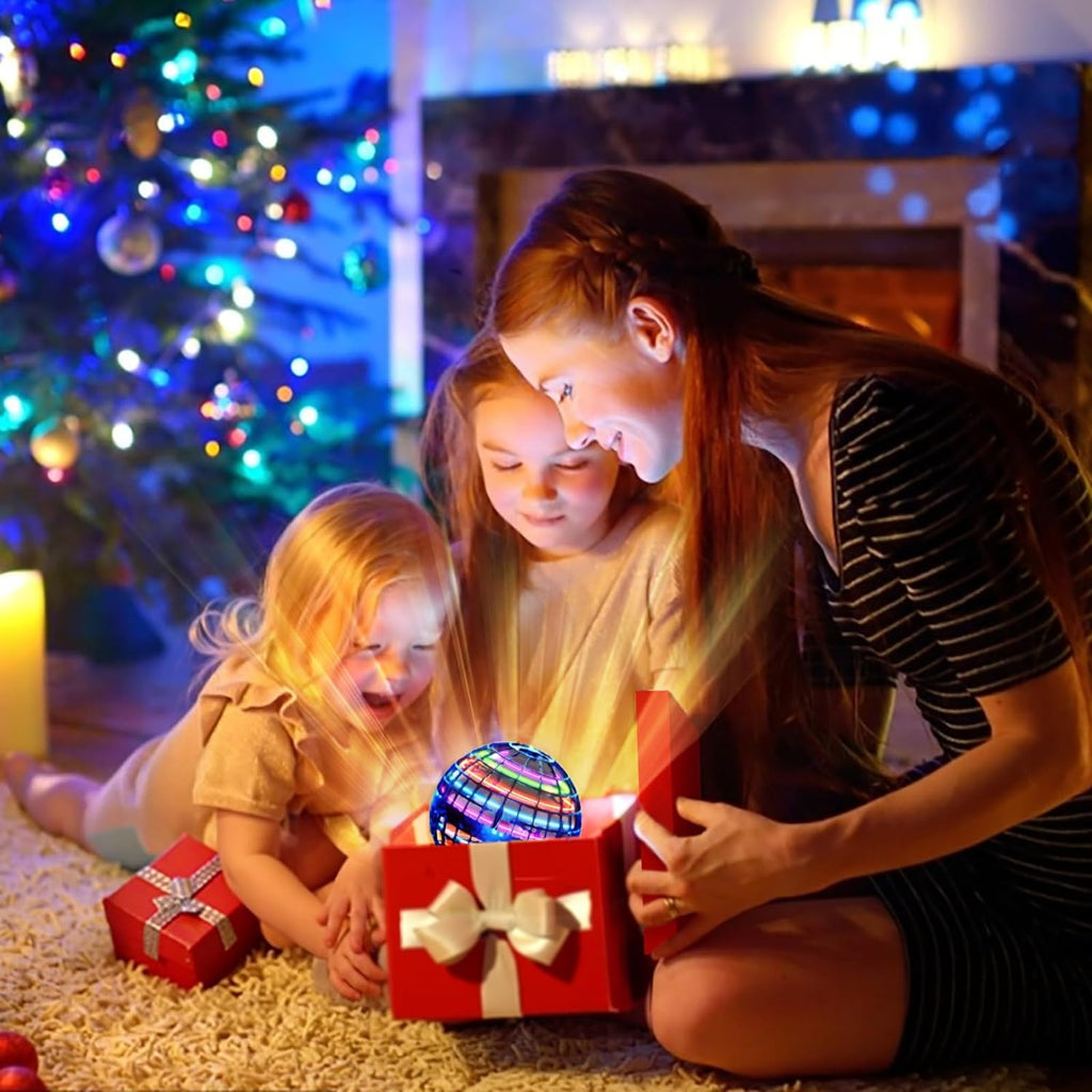 Ivtivfu 2025 Upgraded Flying Orb Ball (Red) with LED Lights - Magic Hover Spinner and Boomerang Drone for Outdoor Play, Ideal for Children Aged 6 to 10