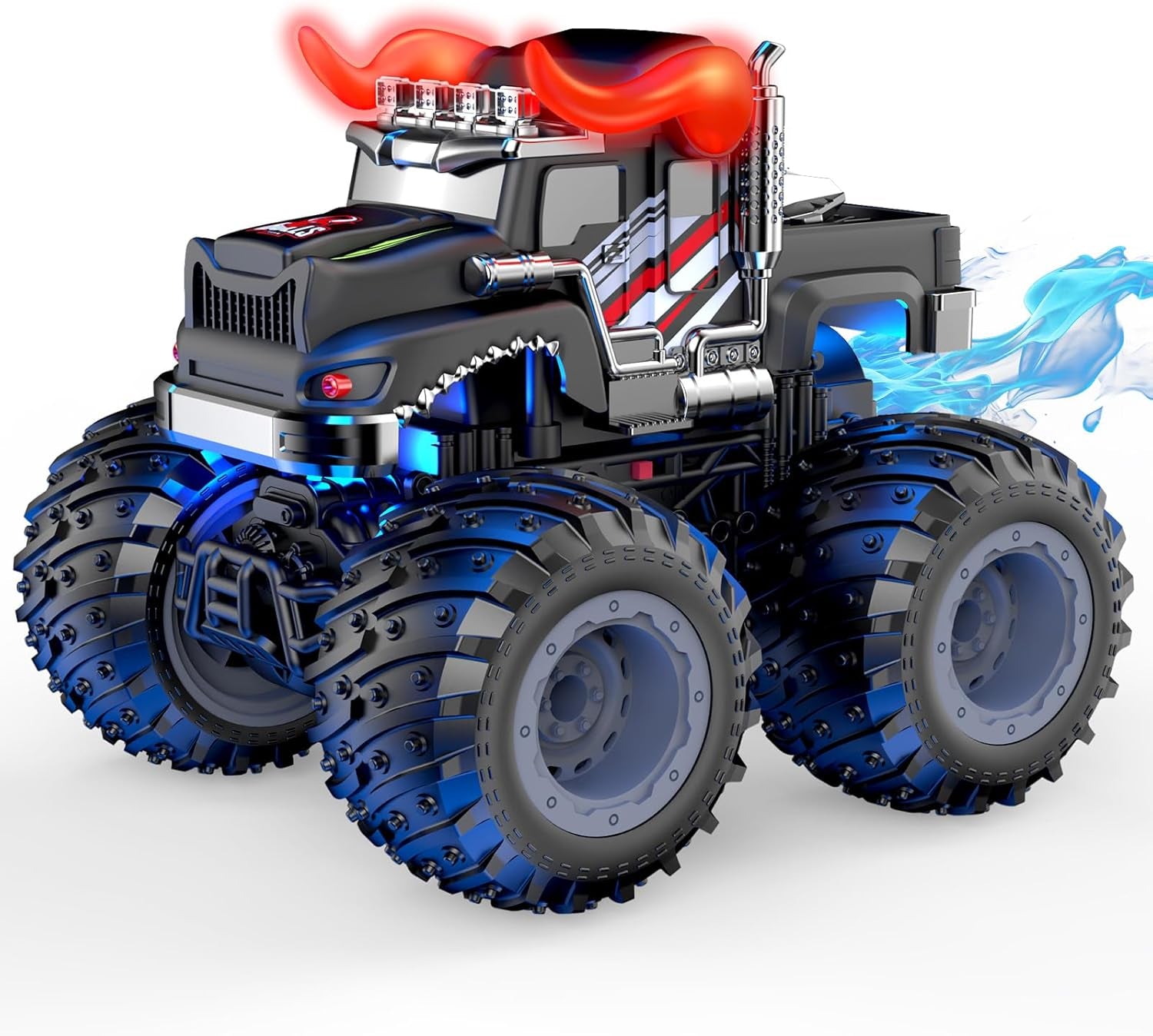 AUUGUU 2.4GHz Remote Control Monster Truck with Light Spray - All Terrain RC Car for Children Ages 3 and Up - Ideal Birthday Gift for Boys and Girls
