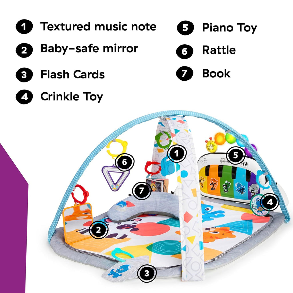 Baby Einstein Farm Explorers 4-in-1 Kickin' Tunes Musical Meadow Gym for Music and Language Development, Suitable for Infants and Up