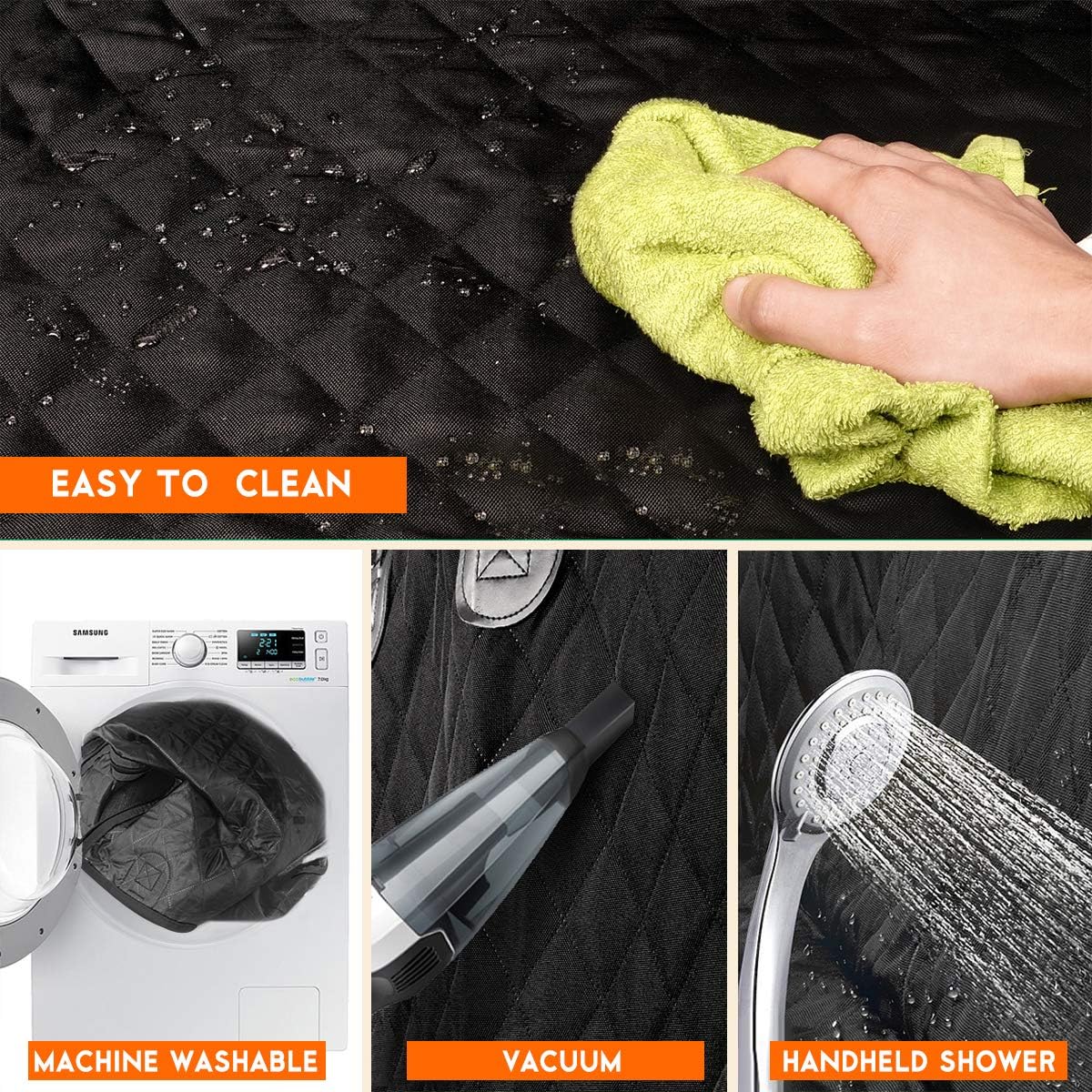 Yuntec Premium Waterproof Dog Car Seat Cover - Ultimate Non-Slip Protector for Back Seats in Cars, Trucks, and SUVs - Perfect for Pet Owners and Families - Black