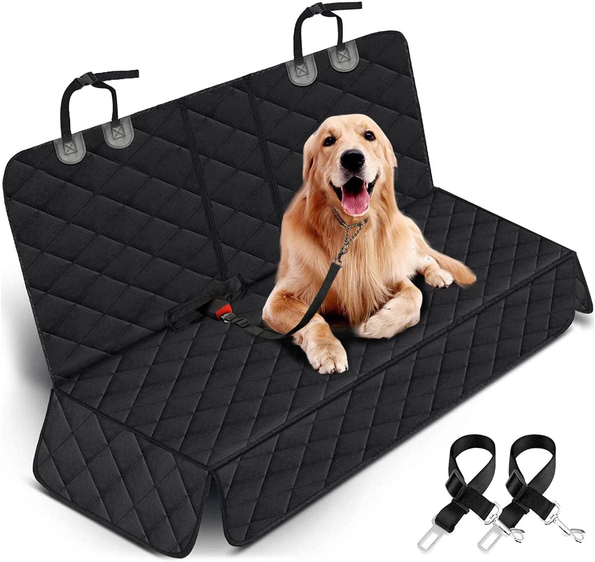Yuntec Premium Waterproof Dog Car Seat Cover - Ultimate Non-Slip Protector for Back Seats in Cars, Trucks, and SUVs - Perfect for Pet Owners and Families - Black