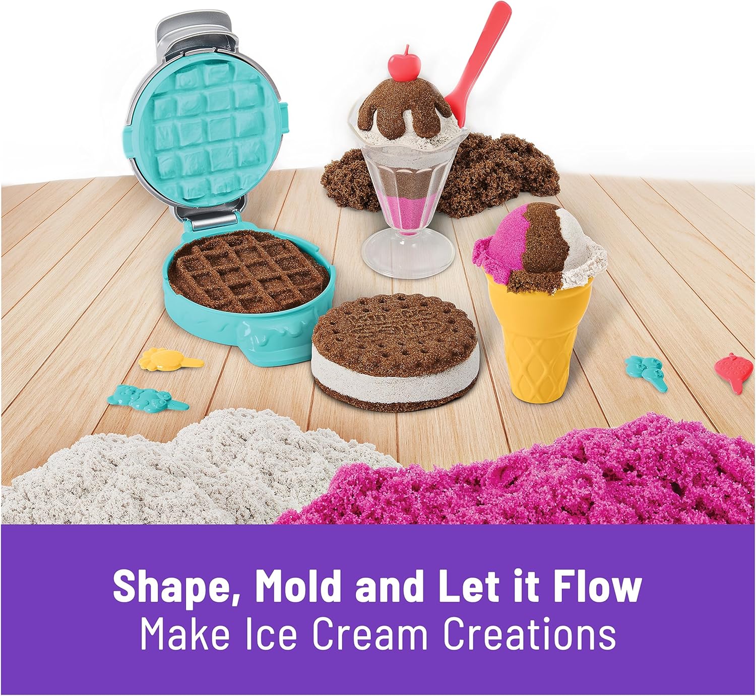 Delight Your Child with the Kinetic Sand Scents Ice Cream Treats Playset - Create, Mold, and Play with Three Colors of Scented Sand and Six Fun Tools!