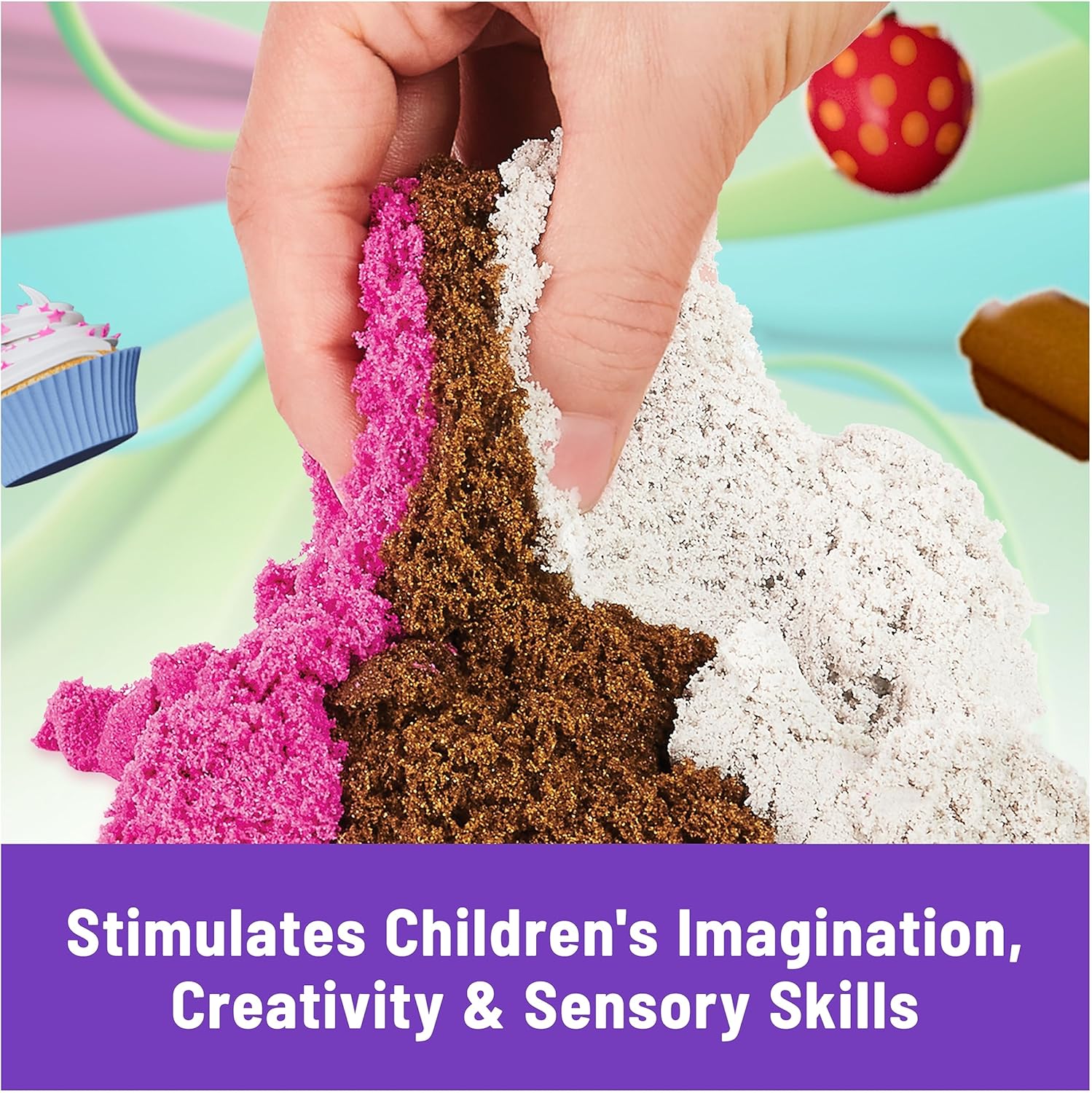 Delight Your Child with the Kinetic Sand Scents Ice Cream Treats Playset - Create, Mold, and Play with Three Colors of Scented Sand and Six Fun Tools!