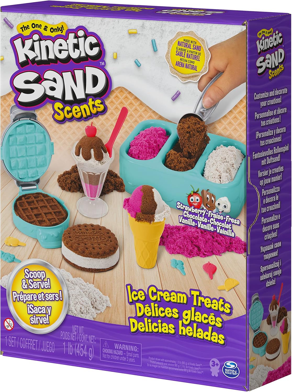 Delight Your Child with the Kinetic Sand Scents Ice Cream Treats Playset - Create, Mold, and Play with Three Colors of Scented Sand and Six Fun Tools!