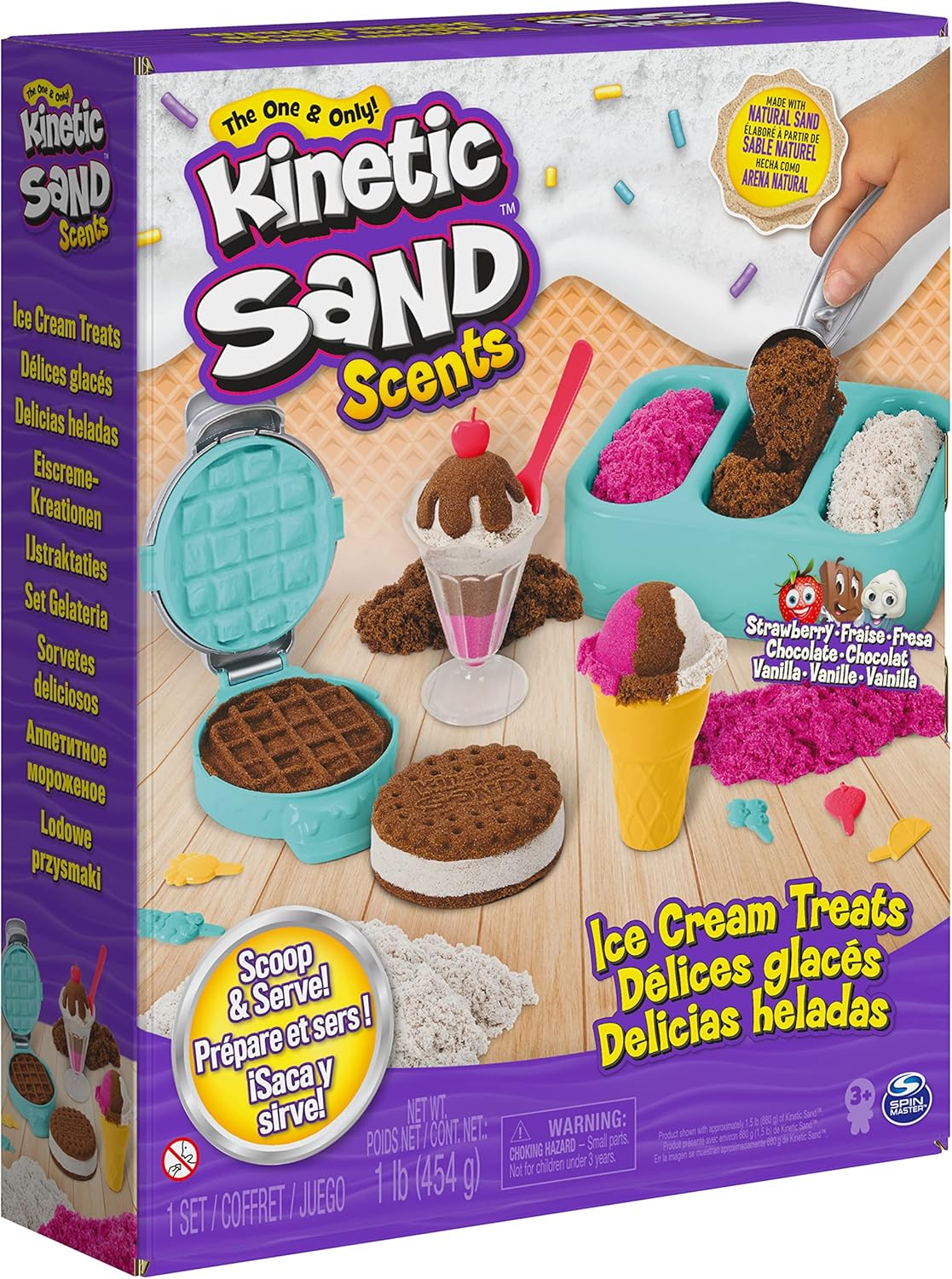 Delight Your Child with the Kinetic Sand Scents Ice Cream Treats Playset - Create, Mold, and Play with Three Colors of Scented Sand and Six Fun Tools!