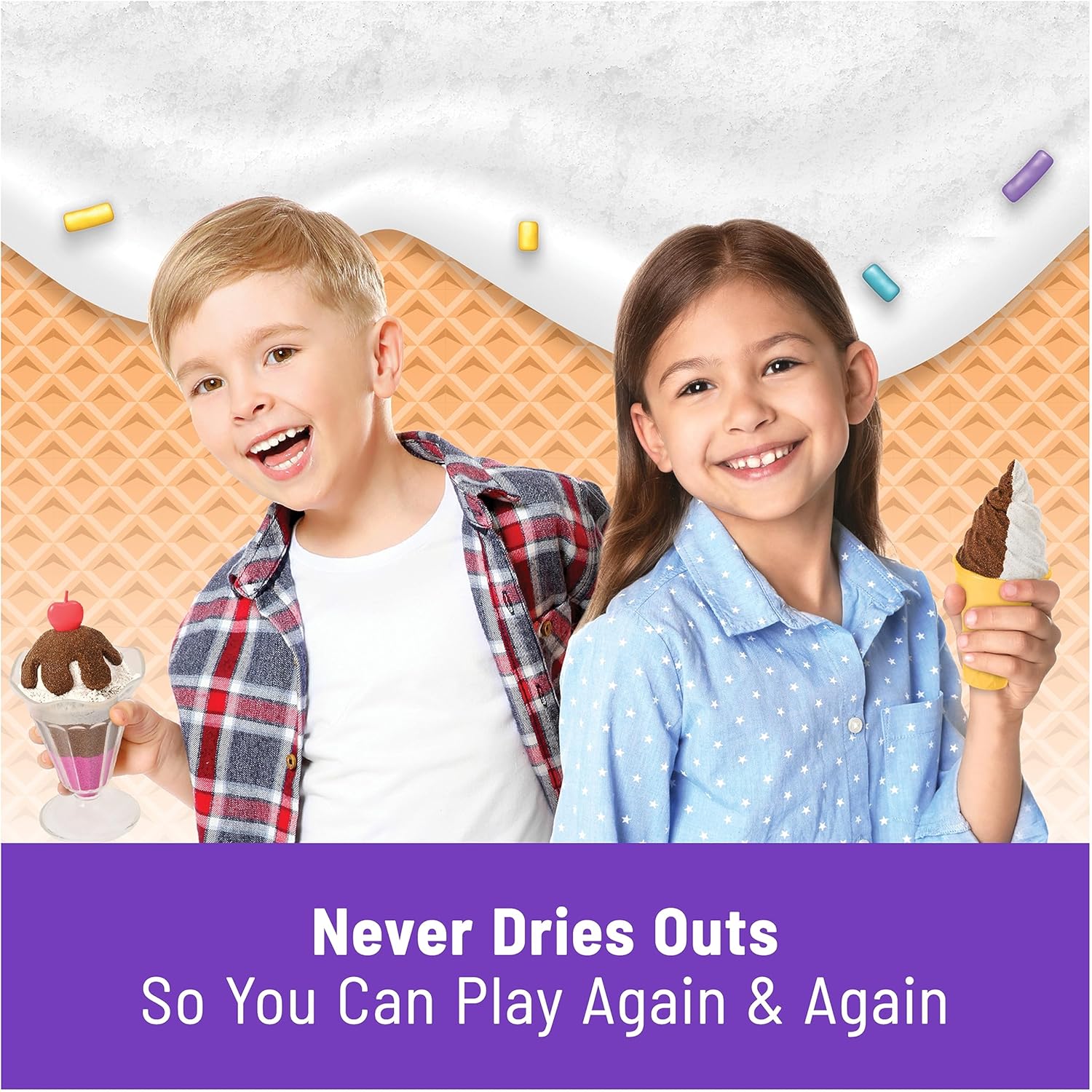Delight Your Child with the Kinetic Sand Scents Ice Cream Treats Playset - Create, Mold, and Play with Three Colors of Scented Sand and Six Fun Tools!