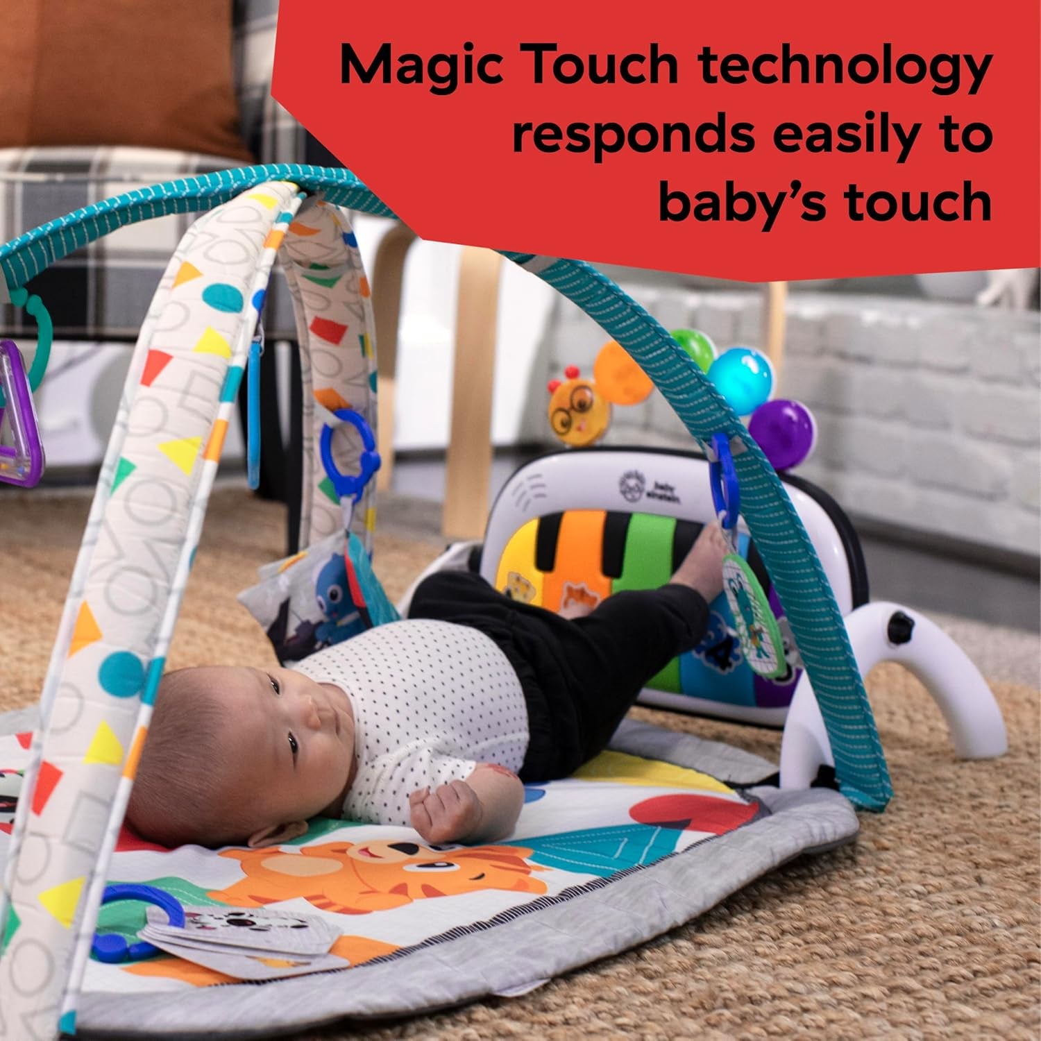 Baby Einstein Farm Explorers 4-in-1 Kickin' Tunes Musical Meadow Gym for Music and Language Development, Suitable for Infants and Up
