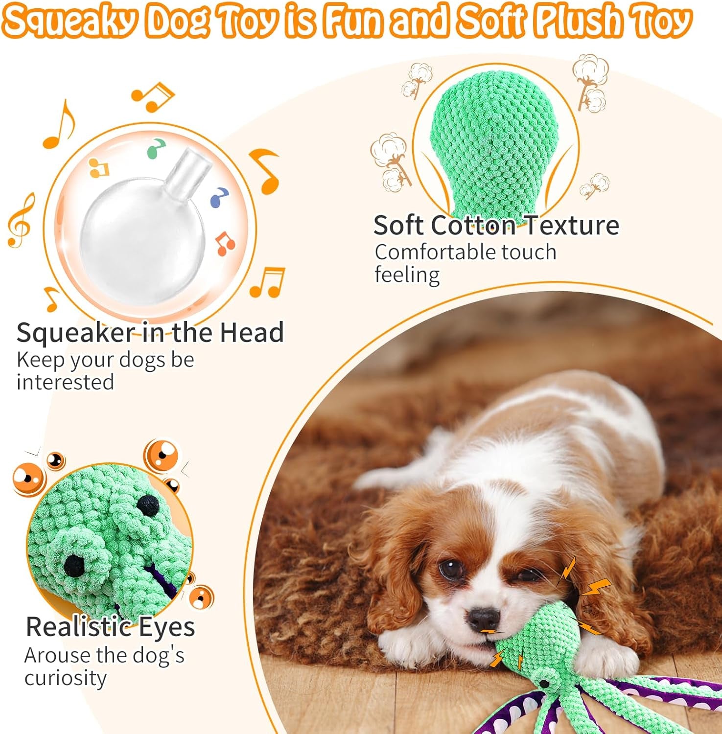 Fuufome Large Plush Squeaky Dog Toys: Interactive Tug of War and Crinkle Chew Toys for Small, Medium, and Large Breeds - Engaging Dental Exercise for Puppies