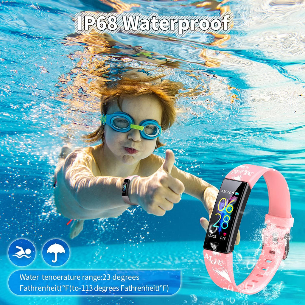 Children's Fitness Tracker Watch with Pedometer, Stopwatch, IP68 Waterproof, and 11 Sports Modes for Ages 6-16