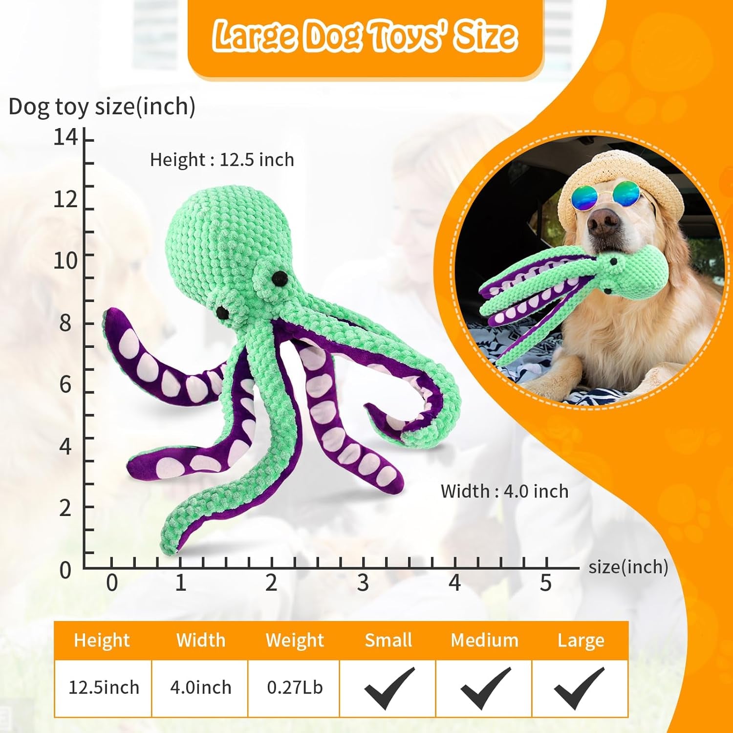 Fuufome Durable Squeaky Dog Toys for Large Dogs - Plush Toys for Medium and Small Breeds to Keep Pets Engaged